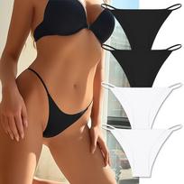 4 Pack Seamless Thin Strap Thong Underwear for Women Ultra Soft Stretch Low Rise Invisible No Show Daily Panties Set 2026 S