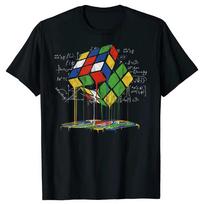 Fun Rubik's Cube Fusion Speed ??Scratching Retro Math T-Shirt Summer Rubik's Cube Pattern Casual Short-Sleeve T-Shirt for Wom... S įvairiaspalvis