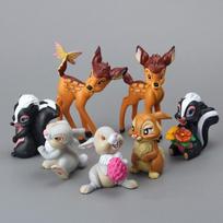 7Pcs/Set Cartoon Anime Figure Bambi Deer PVC Action Figures Rabbit Figurine Squirrel Model Dolls Toys Christmas Gifts
