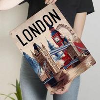 Londono Orientyras Metalinis Sienos Menas Big Ben Bokštas Tilto Apžvalgos Ratas Vintažinis Plakatas Namų Dekoras 20x30cm（7.8x11.8inch）