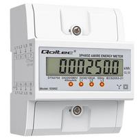 Qoltec Trifazis Elektroninis Skaitiklis | Energijos Vartojimo Matuoklis Din Bėgeliui | 400V | 100A | Lcd | 4P