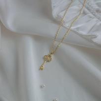 S925 Sterling Silver Key Necklace for Women Light Luxury Minority Design High-Grade Full Diamond Clavicle Chain Autumn/Winter Sweater Chain 925