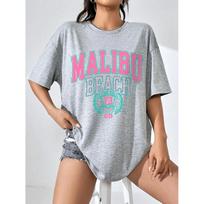 Malibu Beach Letter Print Print Womens T-Shirts Street Casual Tshirt Summer Brand Tee Clothing Hip Hop Breathable Tshirts Women S