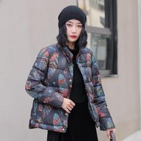 Winter new small cotton-padded clothes women's loose colorful stand-up collar short cotton-padded clothes cotton-padded jackets warm jackets M juoda
