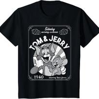 Kids Tom And Jerry Saturday Morning Cartoons 1940 Portrait T-Shirt S juoda