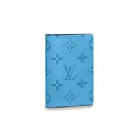 Louis Vuitton Classic Monogram Fashion Pocket Leather Card Holder Wallet Men Wallets Denim-Blue M30760 Box(Basic Set+Box)