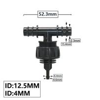 16/20/25mm į 4/7mm T formos jungtis su barbėle Plastikinis žarnos reduktorius T formos žarnos daliklis Laistymo sistemos jungiamoji detalė