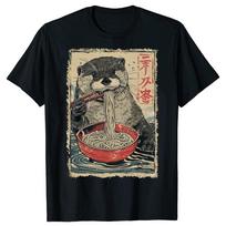 2026Juokingas ūdra valganti ramen anime grafiniai marškinėliai's Mada Atsitiktinis marškinėlis Marškinėlis Vasaros Estetiški drabužiai Asmenybė Y2K - ... S įvairiaspalvis