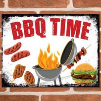 BBQ LAIKAS Metaliniai ženklai Dovana Šlaitas Garažas Virtuvės Sodas Terasa Baras Dovana Skardos Ženklas JK Aliuminis 20x30cm（7.8x11.8inch）