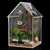 Jumping Spider Enclosure,Warp-Proof Seamless Acrylic Tarantula Terrarium,Front Opening Bug Habitat with Feeding Port China Mainland