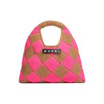 Marni Market Raidžių Aplikacija Geometrinis Raštas Akrilo Mezgimo Odinė Rankinė Vidutinė Moteriškos Rankinės Ruda Rožinė SHMH0049A0FW305CHC57 Basic Set (Bag+Dust Bag)