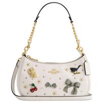 Coach Teri 25 Pin Decoration Leather Crossbody Shoulder Bag Medium Women Bags Chalk-White CCE87-IMCHK Basic Set (Bag+Dust Bag)