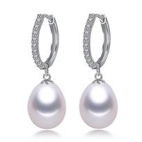 Trend Black Silver 925 Pearl Earrings Women,Natural Freshwater Pearl Drop Earrings Wife Mother Gifts Pink White