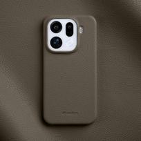 Melkco Originalios karvės odos dėklas, skirtas Oppo Find X9 Pro FindX9, verslo stiliaus, lychee rašto, mobiliojo telefono apsauginis dangtelis OPPO Find X9+ gray