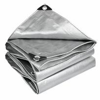 Dvipusė sidabru dengta vandeniui atspari medžiaga Storas PE plastikas Vandeniui atsparus saulės apsaugos tentas Krovininio kiemo doko dangos medžiagos Keturi kampai sutvirtinti 2x4m gray