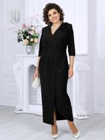 Elegantiška didelio dydžio vakarinė suknelė su nuimamomis gėlių detalėmis 5XL juoda