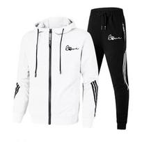 Little Bear Footprints Vyriški gobtuvai + kelnės Dviejų dalių rinkiniai Trigubas Slant Hoodie Striukė Sportinis Užtrauktukas Sportiniai Kostiumai Sportas Bėgimas Vyriškas Sporto Apranga S