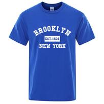 Brooklyn Rytų. 1631 Niujorko užrašo marškinėliai vyrams, kasdieniai laisvi marškinėliai vasarai, medvilniniai viršūnės, madingi kvėpuojantys marškinėliai, drabužiai XS