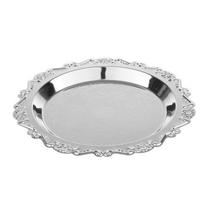Sidabrinis apvalus metalinis vaisių dubuo pyragaičių lėkštė arbatos deserto padėklas 25cm