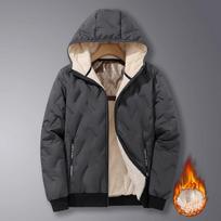 Vyriški laisvalaikio paltai su gobtuvu parkas, rudeninis žiema, šilta, vėjui atspari paminkštinta striukė lauke slidinėjimo vilnos pamušalas Parkas vyriškas M pilka spalva