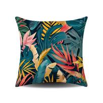 Summer Tropical Plant Monstera Deliciosa Elements Small Fresh Home Decoration Bedroom Living Room Office Cushions linen-45x45cm double-sided [without pillow core]