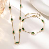European & American Light Luxury Stainless Steel Necklace & Bracelet Set 18K