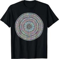 Trippy Psychedelic Shipibo Tribal Design T-Shirt S juoda
