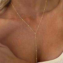 Vintažiniai auksinės spalvos ilgi grandinėlės lašiniai karoliai moterims Paprastas metalinis geometrinis karoliukas kutas Choker Mergaitėms vakarėlio estetikos papuošalai