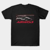 Men Black Print T-shirt Helicopter Airwolf No-Cut Transfer Paper Print Cotton Tshirt S juoda