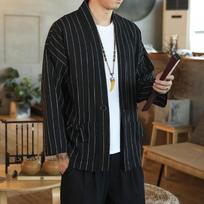 Japanese Kimono Cardigan Men's Kimono Traditional Kimono Fashionable Cotton Kimono Jacket Linen Fabric Asian Overcoat S juoda