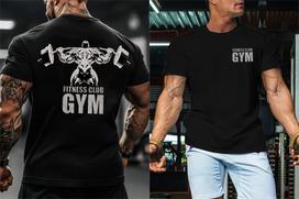 UnisexS Lightweight Breathable Gym TShirt with Dumbbell Fitness Club Gym Print Regular Fit Round Neck Athletic Shirt S