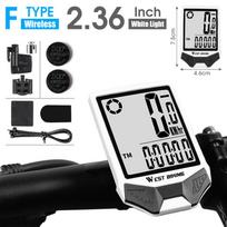 WEST BIKING Bicycle Computer Wireless Waterproof MTB Road Bike Speed Odometer With Backlight LCD Digital Cycling Speedometer White Handlebar Type