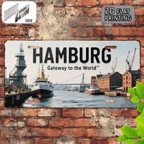 Hamburg Germany Gateway to the World Harbor License Plate Style D Flat Printing Metal Tin Sign Maritime Travel Themed Decora 15x30cm(5.9x7.8inch)