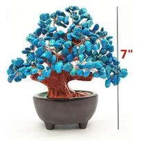 7 Inch Quartz Crystal Money Tree Bonsai Feng Shui Gem Decoration for Wealth and Luck mėlyna