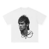 Neymar Messi Cristiano Ronaldo Football Superstar Big Face Print T-shirt Oversized Tee Short Sleeves Color Print Man Women Un... S įvairiaspalvis