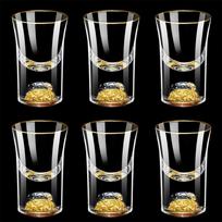 HeY LiLac 6Pcs Shot Glasses 15ML Gold Foil Color Spirits Cups Handmade Crystal 24K Gold Rimmed Shot Glasses Wine Baijiu Cup