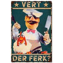 Vert Der Ferk Švedų Šefas Vintažinis Metalinis Skardinis Ženklas Retro Juokingas Muppets Švedų Šefas Sienos Menas Dekoras Rustic Humoro Šefas Vištiena 20x30cm（7.8x11.8inch）