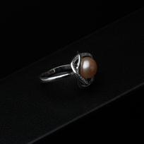 Real Freshwater Black Pearl Ring Woman,Cultured Natural Pearl Rings 925 Silver Adjustable Wife Mother Birthday Gift White