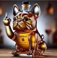 French Bulldog Shaped Whiskey Decanter Novelty Glass Liquor Dispenser Barware Gift white