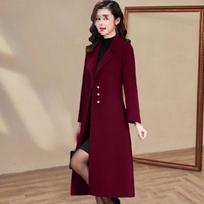 Women's Slimming Woolen Windbreaker Coat - Over-the-Knee, Warm, for Spring, Autumn, Winter L bordinė