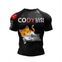 Cody Lundin Vyriškas sublimacinis MMA apsauginis marškinėlis Bjj Jiu Jitsu Sportinis drabužis aukšto elastingumo 3D spausdinta kompresinė graplingo palaidinė S black