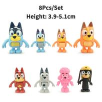 8 vnt./rinkinys Bluey Bingo Anime figūrėlės Snickers Coco PVC su judančiais sąnariais Veiksmo figūrėlės Modelio lėlės Vaikų žaislai Gimtadienio dekoracijos Dovanos