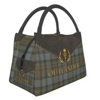 Outlander Leather And Tartan Resuable Lunch Box for Women Leakproof Scottish Art Cooler Thermal Food Insulated Lunch Bag - Me... S įvairiaspalvis