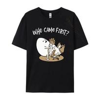 Kas atsirado pirmiau Višta ar Kiaušinis Vištų Mėgėjo Ūkininko Marškinėliai Šaunūs Medvilniniai Streetwear Viršutiniai Marškinėliai Marškinėliai Vintažiniai Oversized Marškinėliai - Vyrams'... S įvairiaspalvis