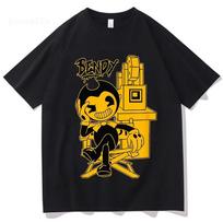 Game Bendy and The Ink Machine T-shirt Summer Short Sleeve Female Tshirts Streetwear Unisex Loose O-neck Graphic Print T Shir... S