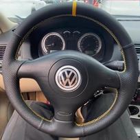 Rankomis siūtas natūralios odos automobilio vairo užvalkalas 100% Tinka Volkswagen VW Golf 4 Passat B5 1996-2003 Seat Leon 1999-2004