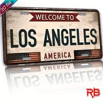 Welcome To Los Angeles America Vintage License Plate Style Aluminum Metal Sign Retro USA City Souvenir Wall Art Decor for Home B 15x30cm(5.9x7.8inch)