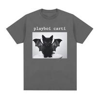 Rapper Playboi Carti Cat Graphic Print T-shirt Vintage 90s Vintage Hip Hop T Shirt Fashion Casual Oversized T-Shirts Streetwe... S įvairiaspalvis