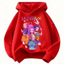 Movie KPOP Demon Hunters Rumi Mira Zoey Girl Graphic Hooded Sportswear Fashion Trendy Street Clothing 100 raudona