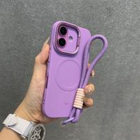 Luxury Kickstand Stand With lanyard Magsafe Phone Case For iPhone 11 12 13 14 15 16 Pro Max Plus Magnetic Soft Bumper Back Cover For iPhone 12 Pro